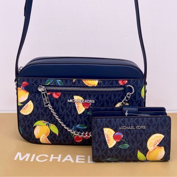 Michael Kors Lg Ew Crossbody Bag And Bifold Corner Zip Medium Wallet
